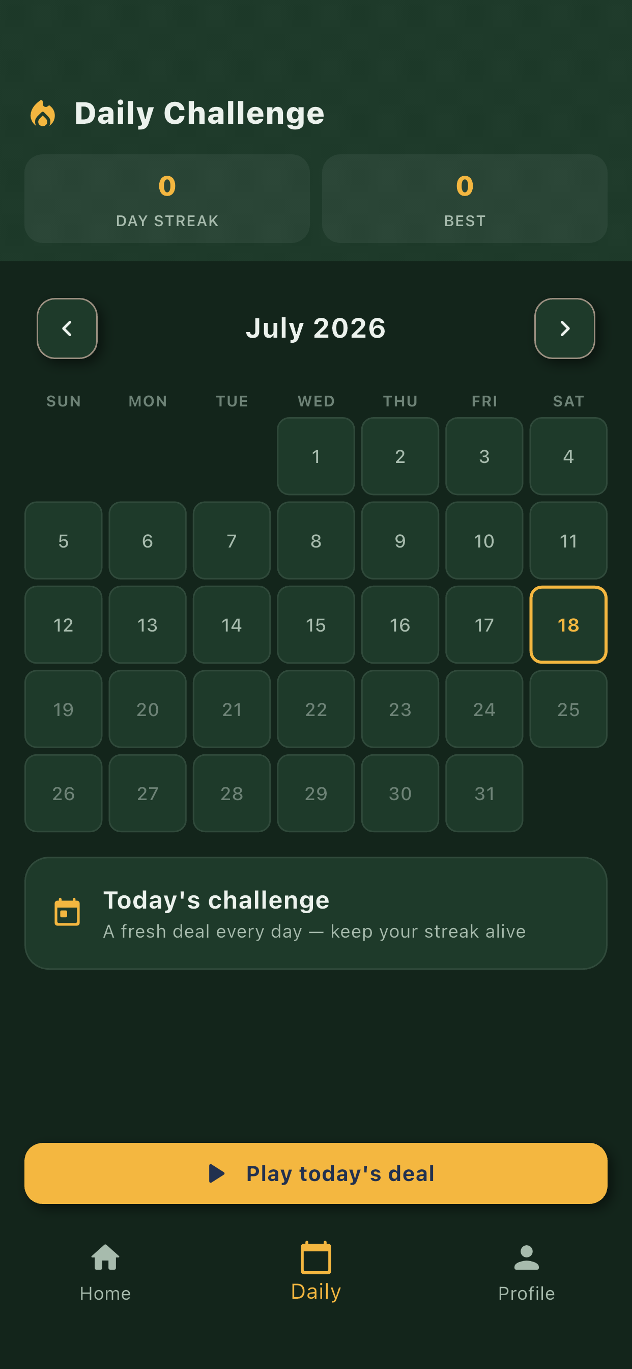 Pocket Solitaire daily challenge
