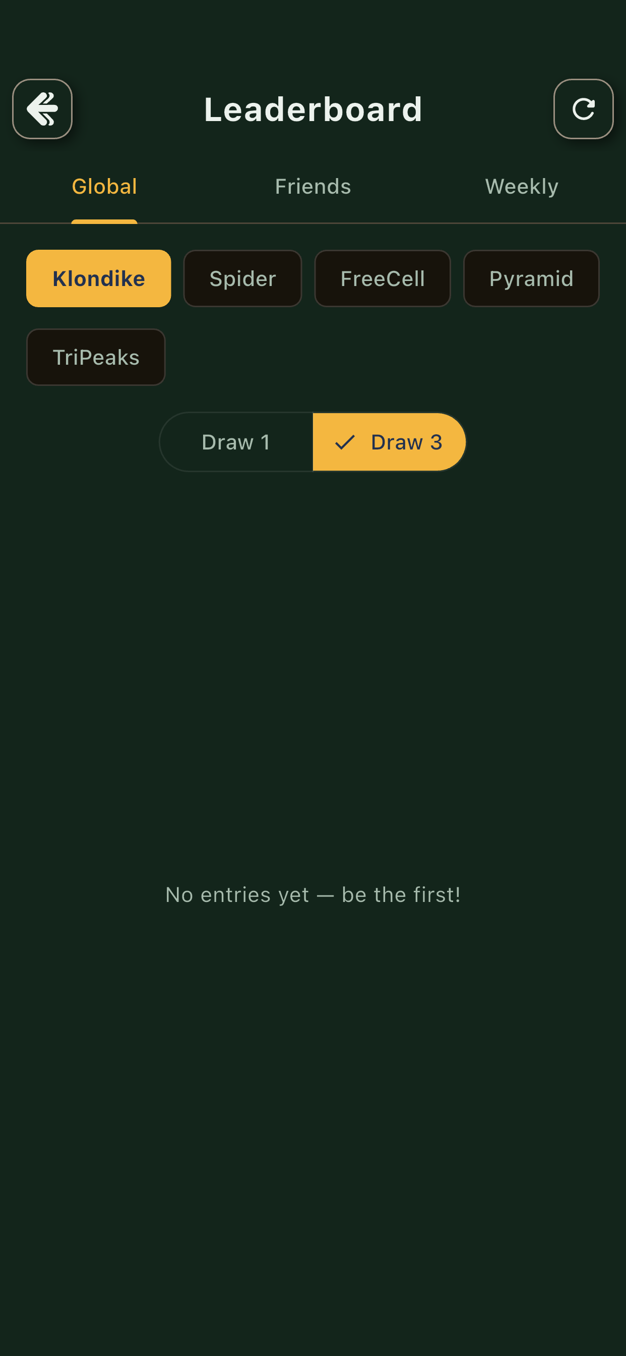 Pocket Solitaire leaderboard